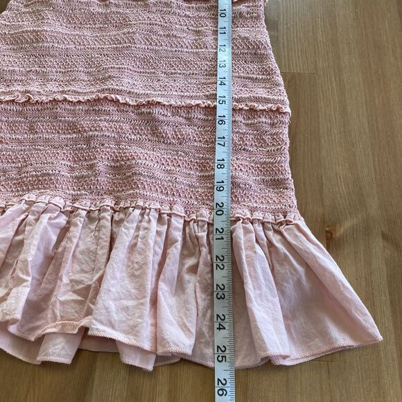 Chelsea & Violet Dress Tiered Smocked Ruffle Square Neck Pink Mini Dress Size XS - Picture 15 of 15